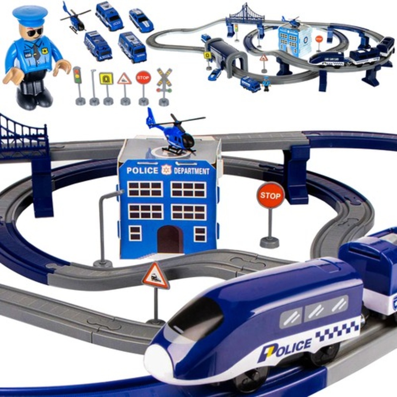 zábavná policajná stanica s vláčikodráhou 